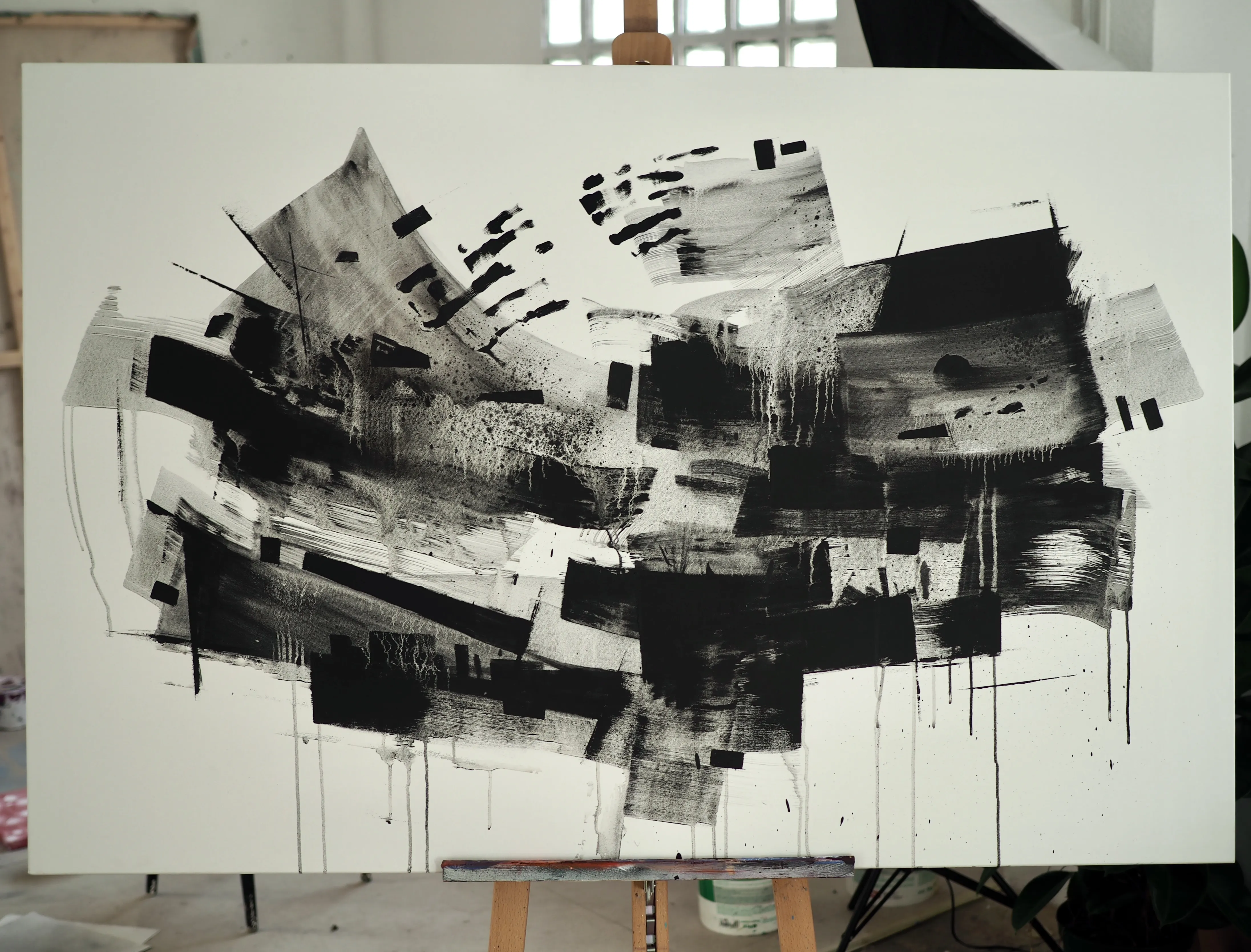 Image of Fading Memories by Maryna Karapetian, size: 146 x 97 cm, made of acrylics, spray paints, canvas, Painting medium, from Barcelona, Spain, part of the Act of Preservation series, priced at €1000 Photo 3 of 7.
