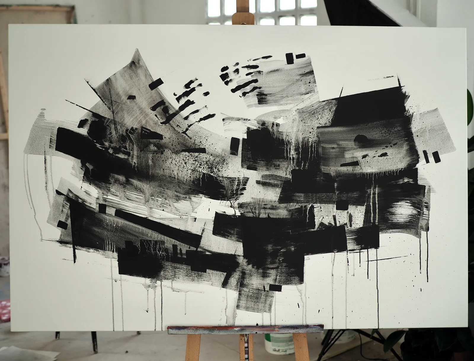 Image of Fading Memories by Maryna Karapetian, size: 146 x 97 cm, made of acrylics, spray paints, canvas, Painting medium, from Barcelona, Spain, part of the Act of Preservation series, priced at €1000 Photo 3 of 7.