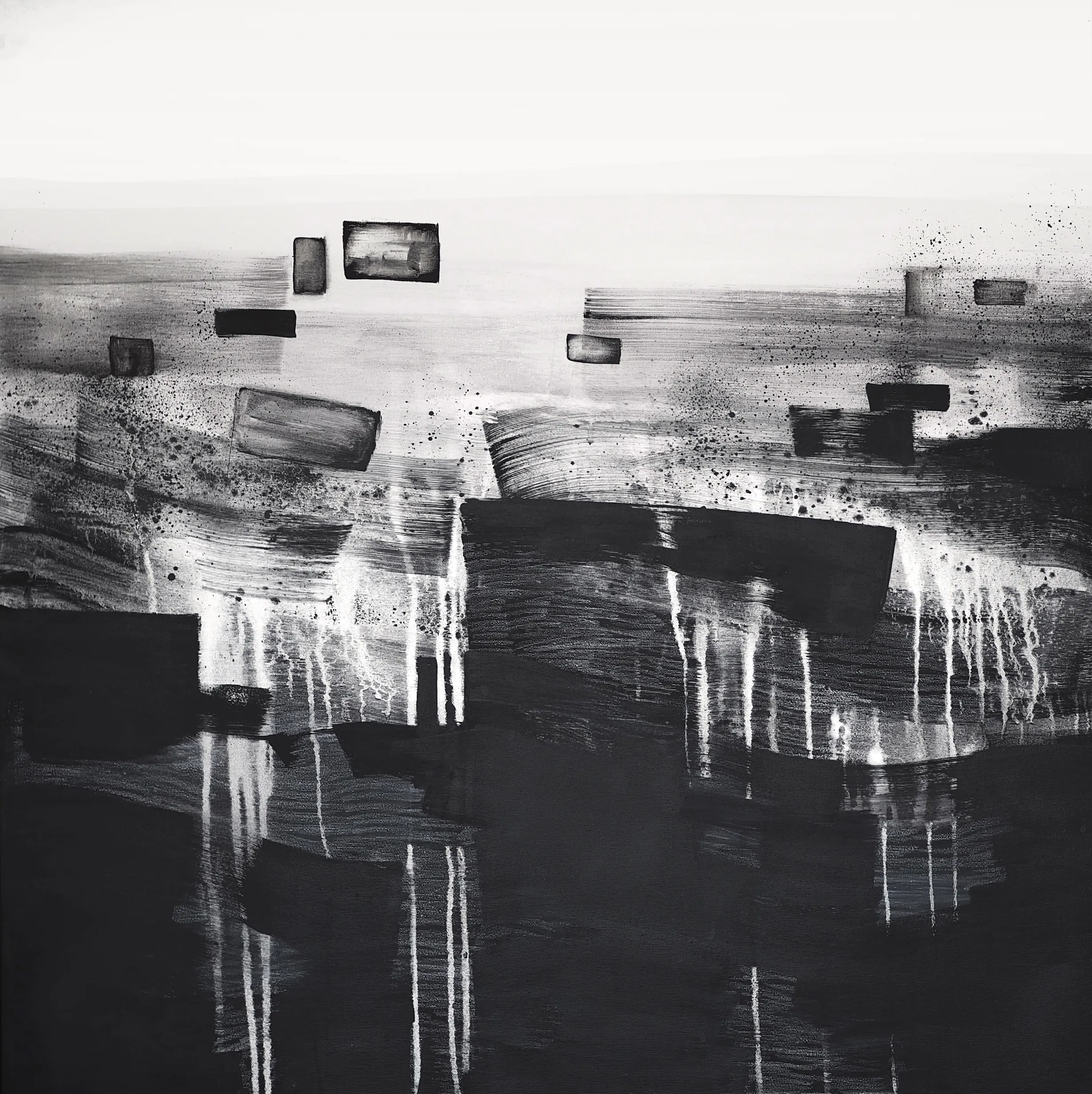 Image of Through the Layers of Soil by Maryna Karapetian, size: 90 x 90 cm, made of acrylics, spray paints, crayons, canvas, Painting medium, from Barcelona, part of the Act of Preservation series, priced at €750 Photo 1 of 5.