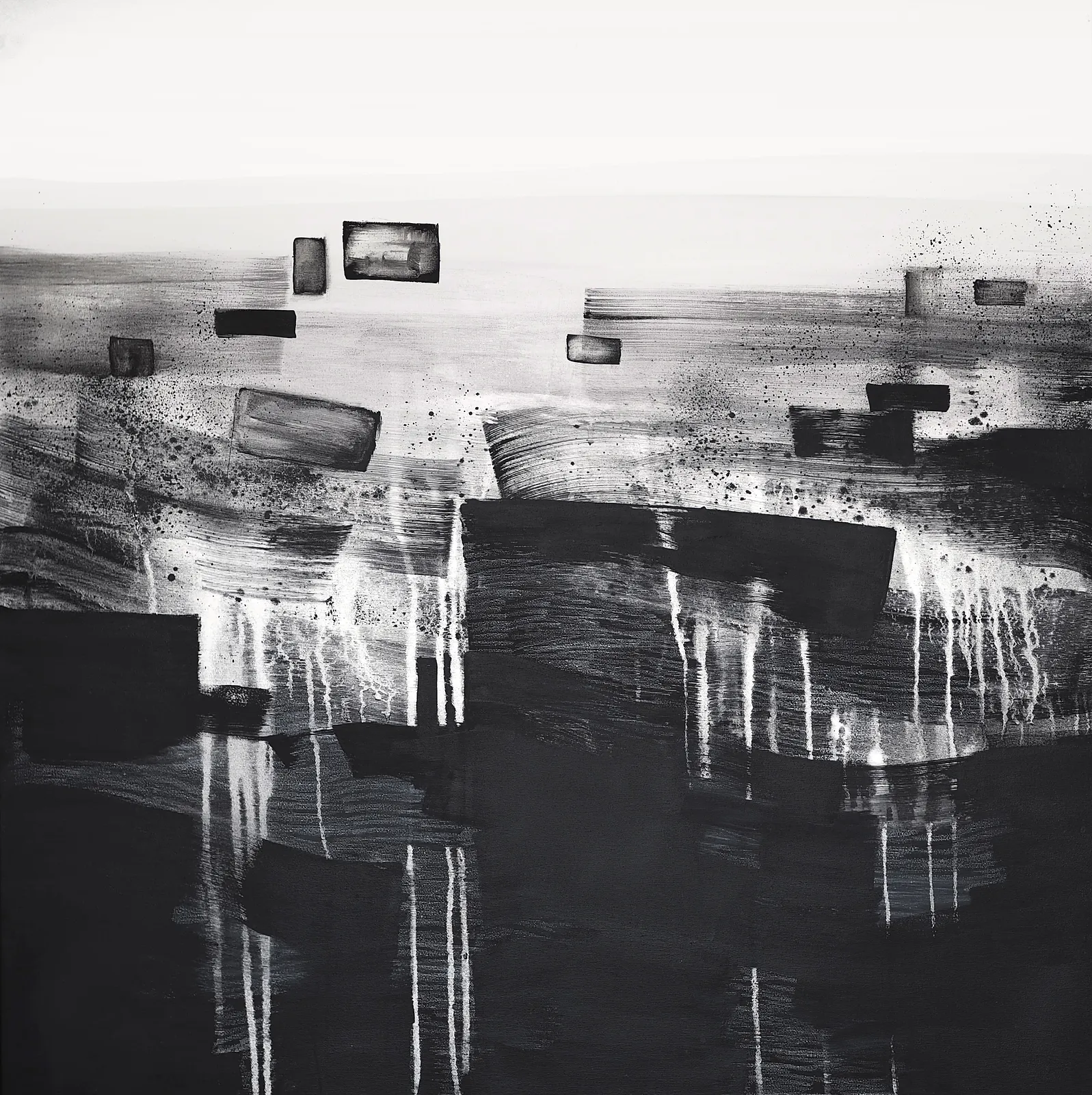 Image of Through the Layers of Soil by Maryna Karapetian, size: 90 x 90 cm, made of acrylics, spray paints, crayons, canvas, Painting medium, from Barcelona, part of the Act of Preservation series, priced at €750 Photo 1 of 5.