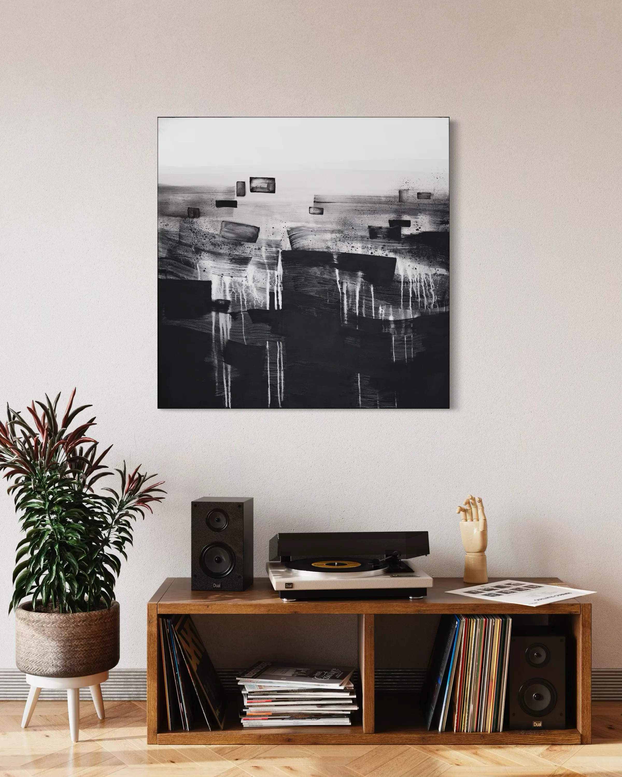 Image of Through the Layers of Soil by Maryna Karapetian, size: 90 x 90 cm, made of acrylics, spray paints, crayons, canvas, Painting medium, from Barcelona, part of the Act of Preservation series, priced at €750 Photo 5 of 5.