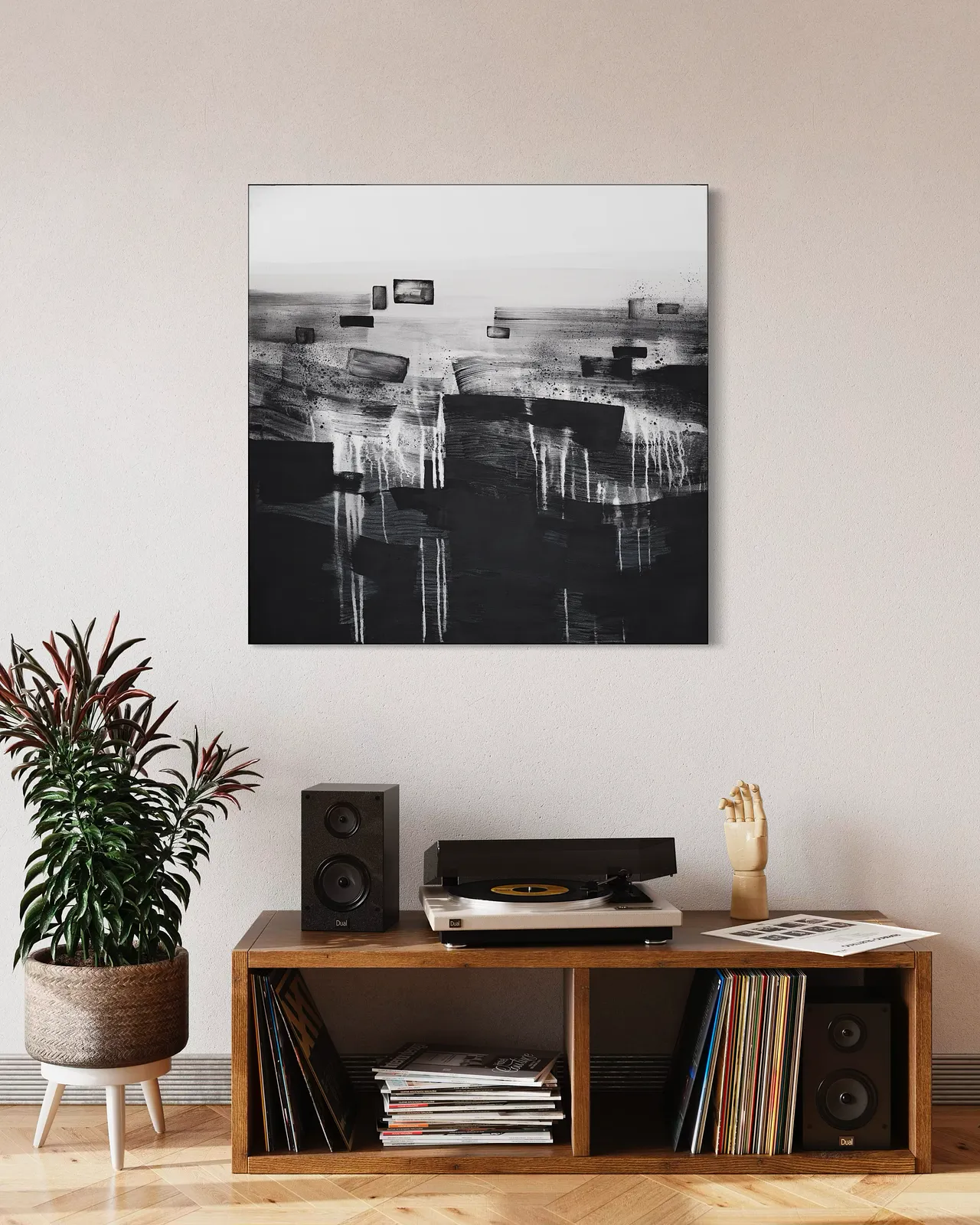 Image of Through the Layers of Soil by Maryna Karapetian, size: 90 x 90 cm, made of acrylics, spray paints, crayons, canvas, Painting medium, from Barcelona, part of the Act of Preservation series, priced at €750 Photo 5 of 5.