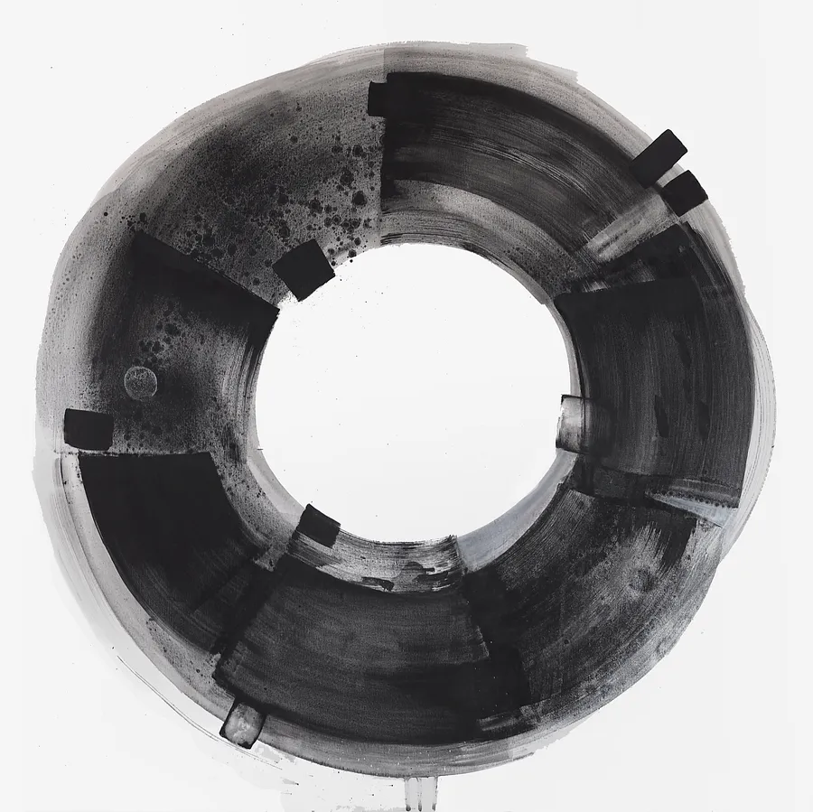 Image of Shadows in the Quite by Maryna Karapetian, size: 80 x 80 cm, made of acrylics, spray paints, canvas, Painting medium, from Barcelona, Spain, part of the Act of Preservation series, priced at €600