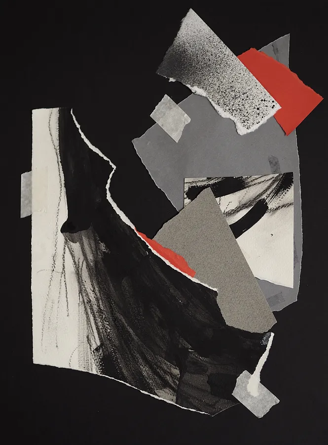 Image of Afterimages: 001 by Maryna Karapetian, size: 30 x 40 cm, made of charcoal, acrylics, watercolours, paper, Collage medium, from Barcelona, part of the Afterimages series, priced at €80