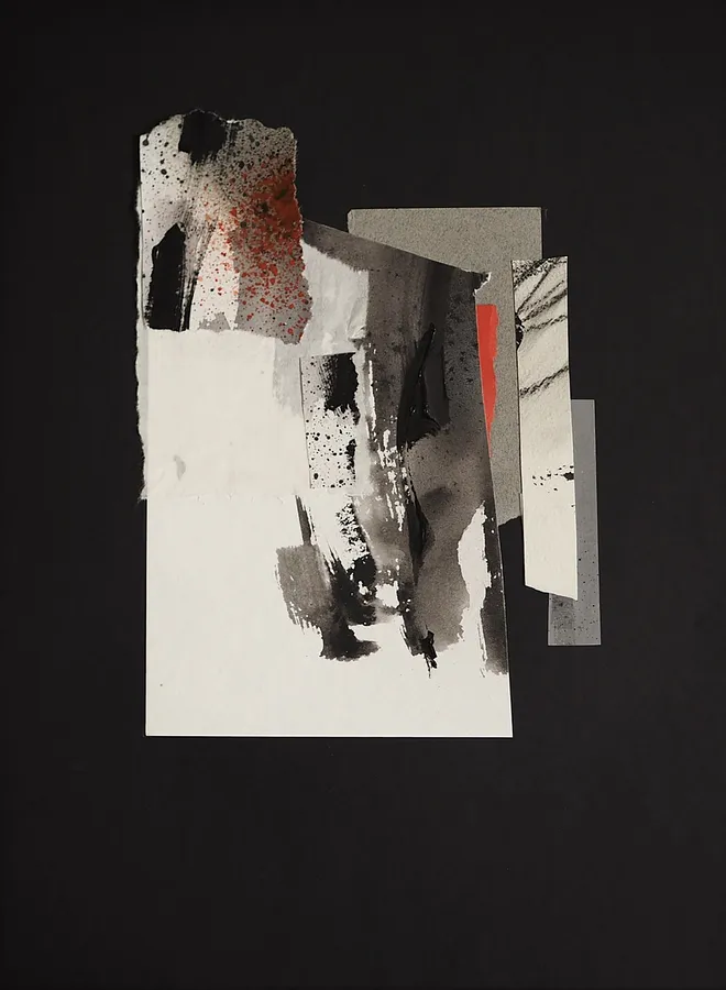 Image of Afterimages: 005 by Maryna Karapetian, size: 30 x 40 cm, made of charcoal, watercolours, acrylics, paper, Collage medium, from Barcelona, part of the Afterimages series, priced at €80