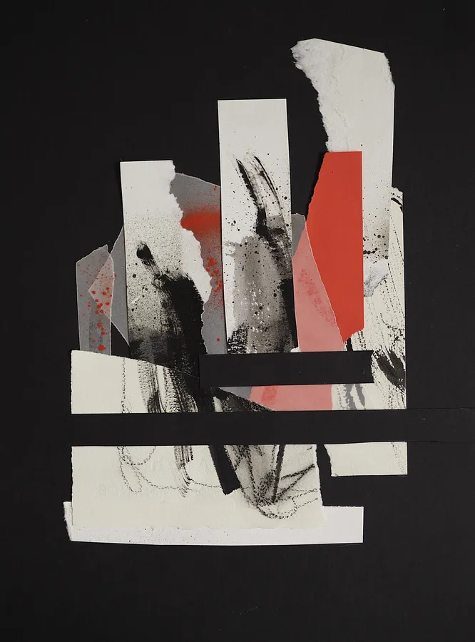 Image of Afterimages: 008 by Maryna Karapetian, size: 30 x 40 cm, made of charcoal, watercolours, acrylics, paper, Collage medium, from Barcelona, part of the Afterimages series, priced at €80