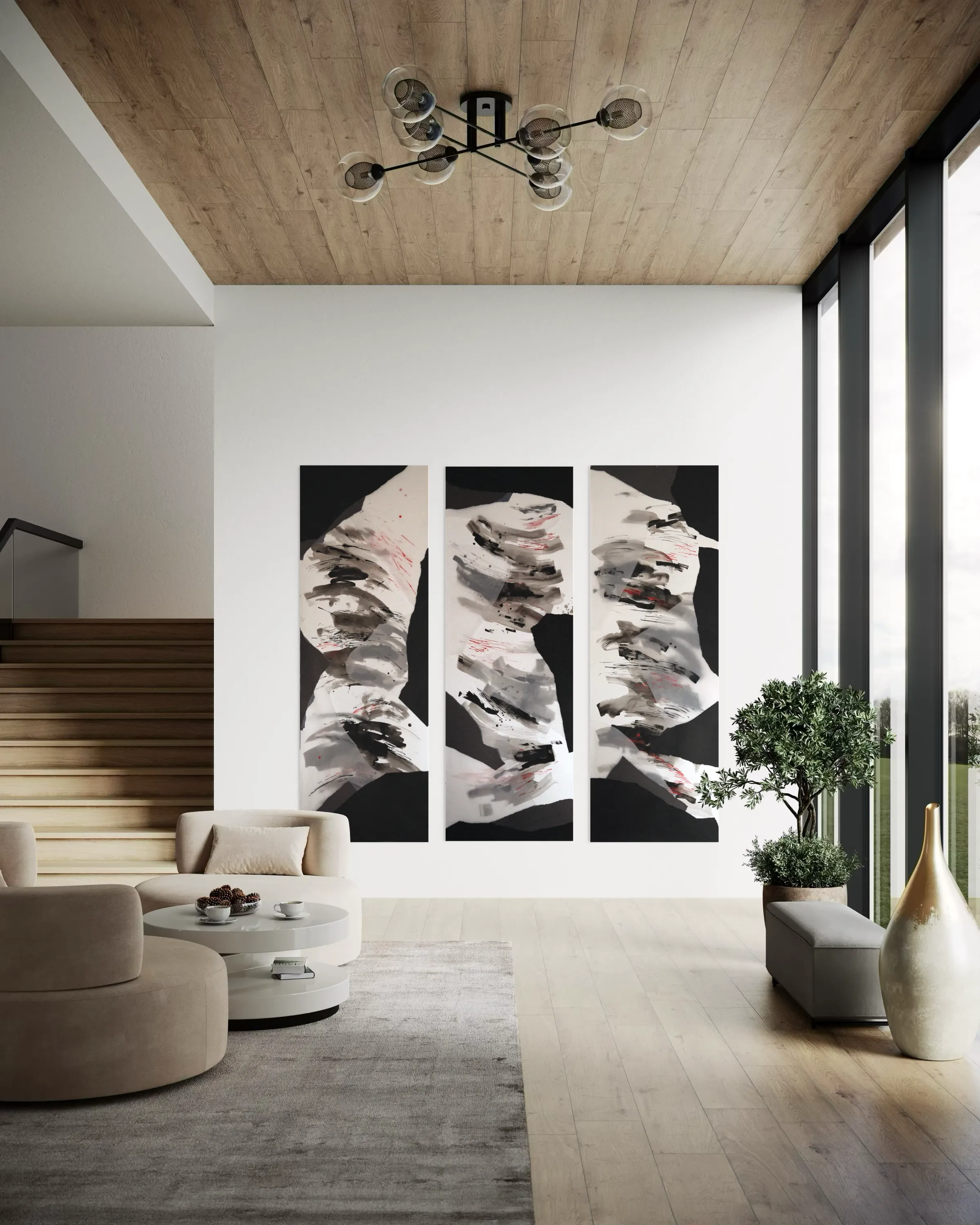 Image of Hidden or Revealed: 01 by Maryna Karapetian, size: 75 x 200 cm, made of watercolours, acrylics, spray paints, ink, paper, Collage medium, from Barcelona, part of the Hidden or Revealed series, priced at €600 Photo 3 of 4.
