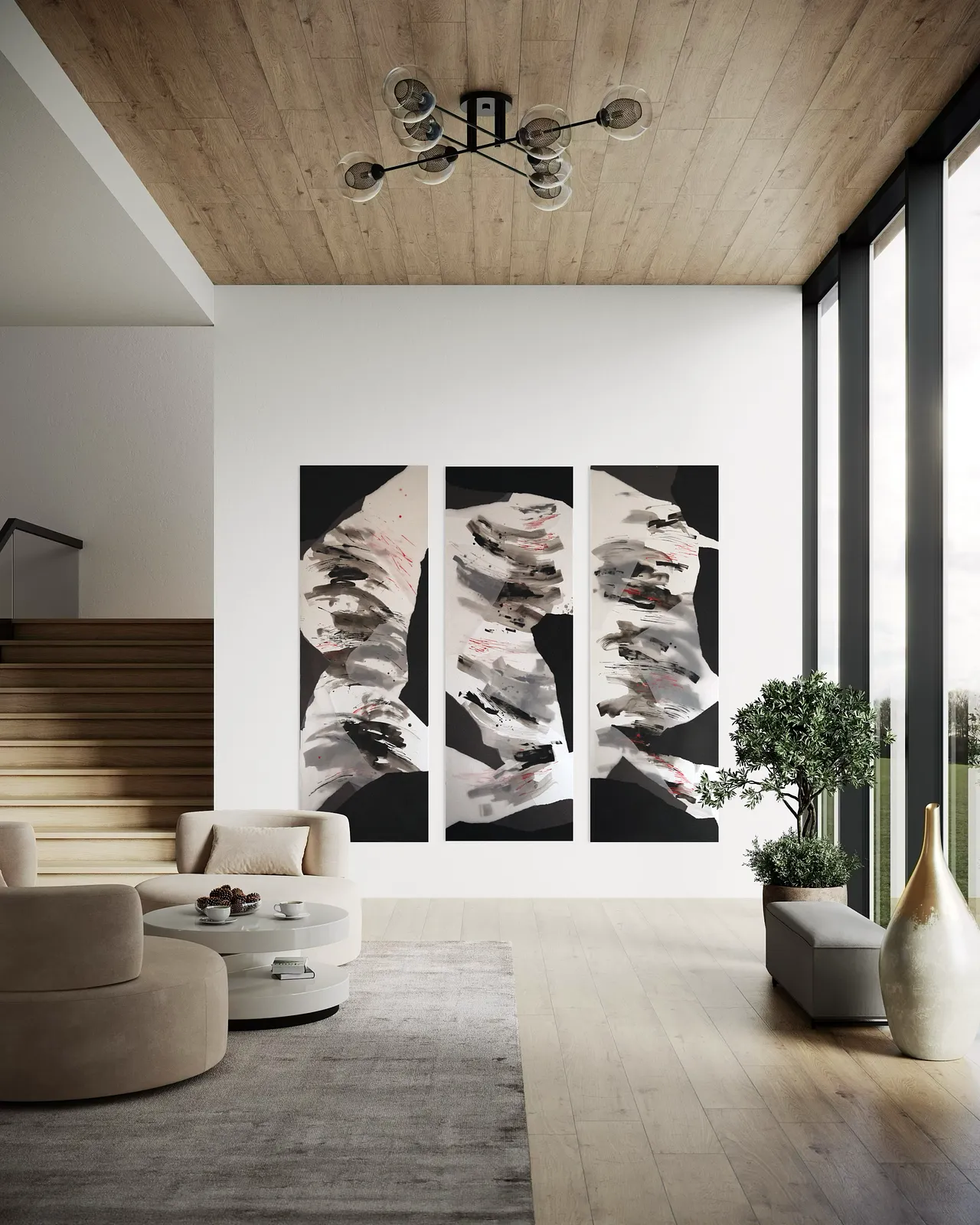 Image of Hidden or Revealed: 01 by Maryna Karapetian, size: 75 x 200 cm, made of watercolours, acrylics, spray paints, ink, paper, Collage medium, from Barcelona, part of the Hidden or Revealed series, priced at €600 Photo 3 of 4.