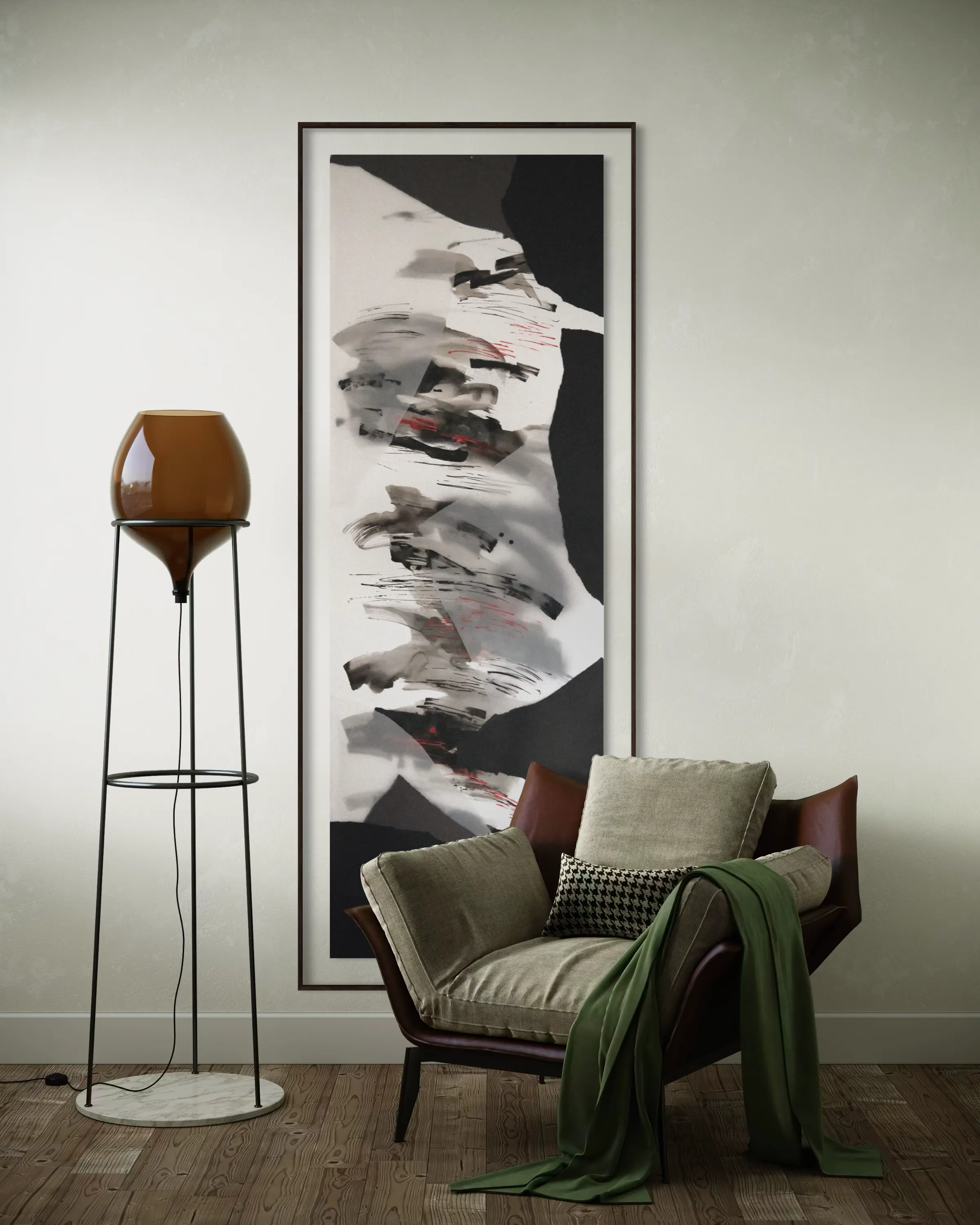 Image of Hidden or Revealed: 03 by Maryna Karapetian, size: 75 x 200 cm, made of watercolours, acrylics, spray paints, ink, paper, Collage medium, from Barcelona, part of the Hidden or Revealed series, priced at €600 Photo 3 of 4.