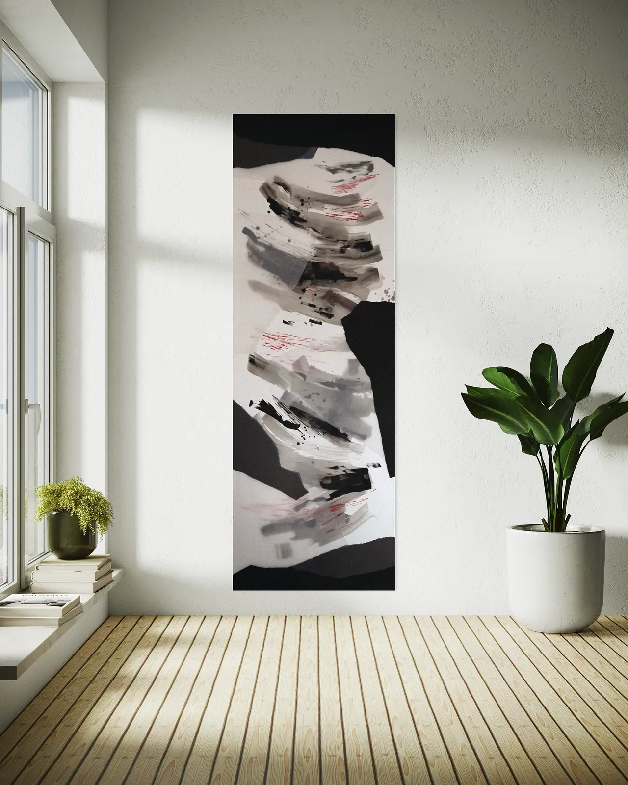 Image of Hidden or Revealed: 02 by Maryna Karapetian, size: 75 x 200 cm, made of watercolours, acrylics, spray paints, ink, paper, Collage medium, from Barcelona, part of the Hidden or Revealed series, priced at €600 Photo 2 of 3.