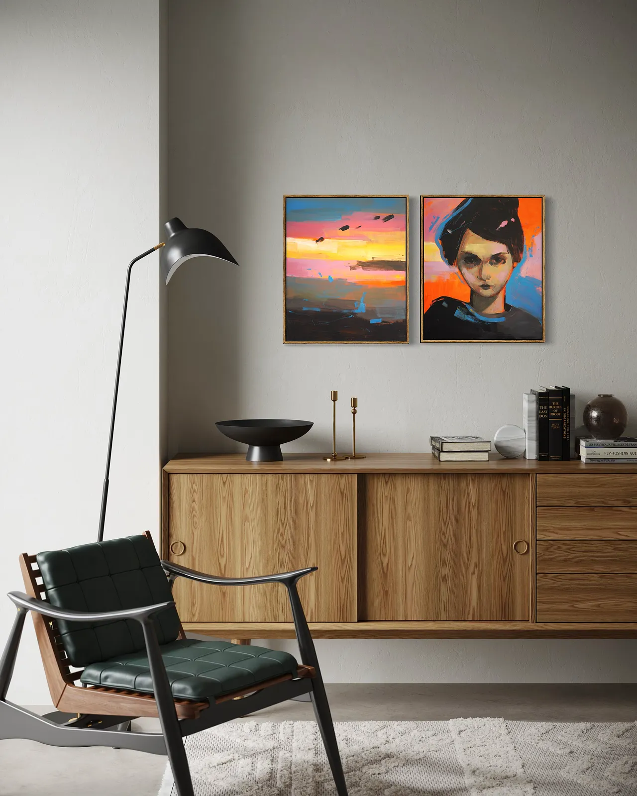 Image of Empty Pier by Maryna Karapetian, size: 2 canvases 46 x 55 cm, made of acrylics, oil pastels, canvas, Painting medium, from Barcelona, part of the We Remember Places, Places Remember Us series, priced at €750 Photo 2 of 4.