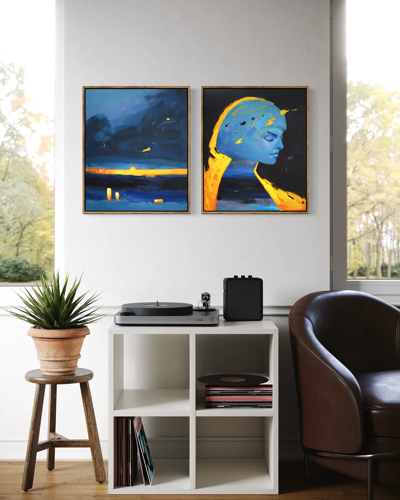 Image of Black Black Sea by Maryna Karapetian, size: 2 canvases 46 x 55 cm, made of acrylics, oil pastels, canvas, Painting medium, from Barcelona, part of the We Remember Places, Places Remember Us series, priced at €750 Photo 3 of 3.