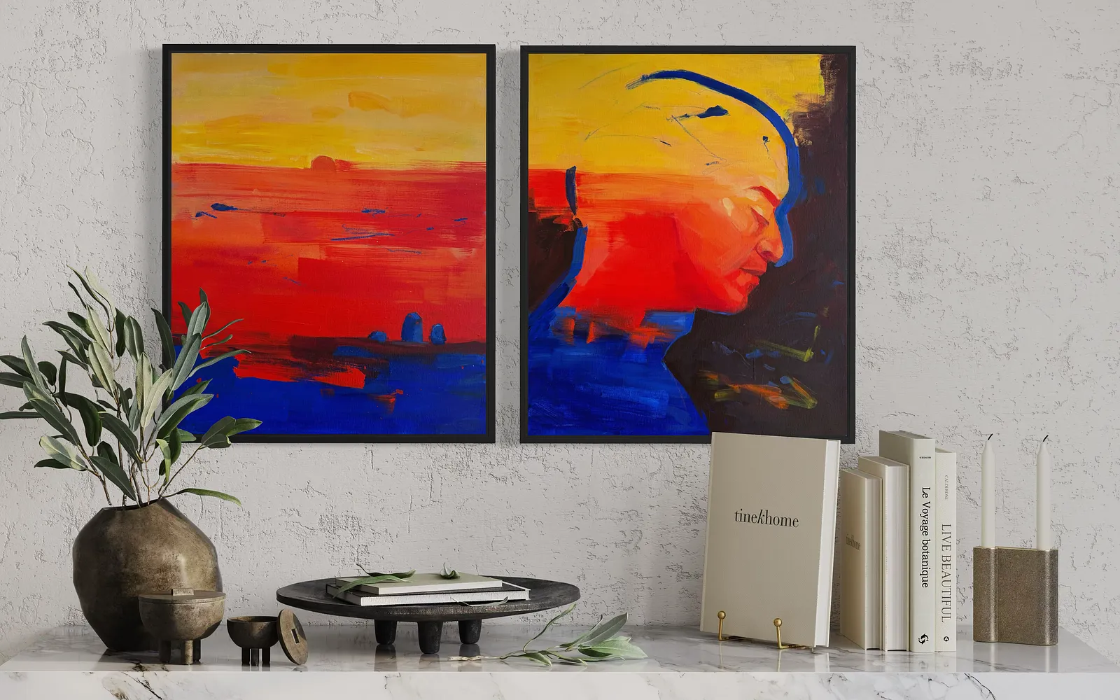 Image of Heat over the Steppe by Maryna Karapetian, size: 2 canvases 46 x 55 cm, made of acrylics, oil pastels, canvas, Painting medium, from Barcelona, part of the We Remember Places, Places Remember Us series, priced at €750 Photo 2 of 3.