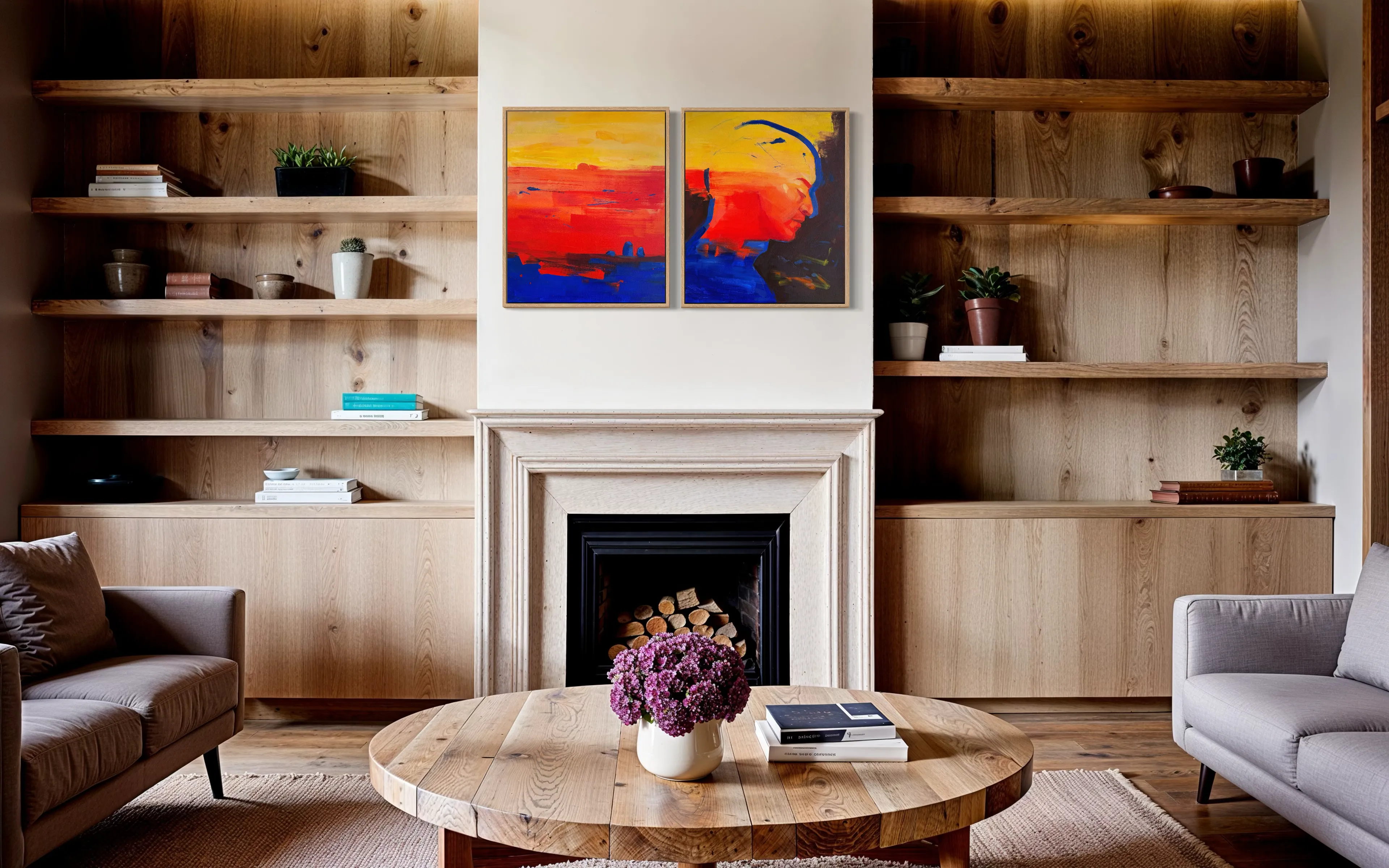 Image of Heat over the Steppe by Maryna Karapetian, size: 2 canvases 46 x 55 cm, made of acrylics, oil pastels, canvas, Painting medium, from Barcelona, part of the We Remember Places, Places Remember Us series, priced at €750 Photo 3 of 3.
