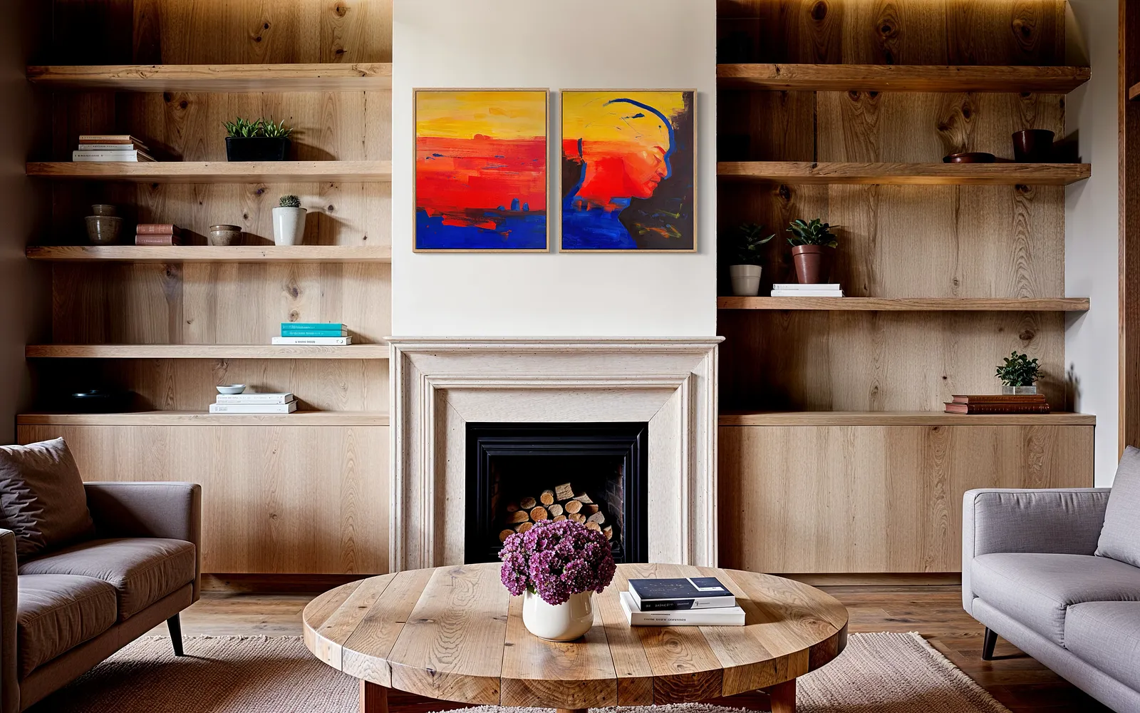 Image of Heat over the Steppe by Maryna Karapetian, size: 2 canvases 46 x 55 cm, made of acrylics, oil pastels, canvas, Painting medium, from Barcelona, part of the We Remember Places, Places Remember Us series, priced at €750 Photo 3 of 3.