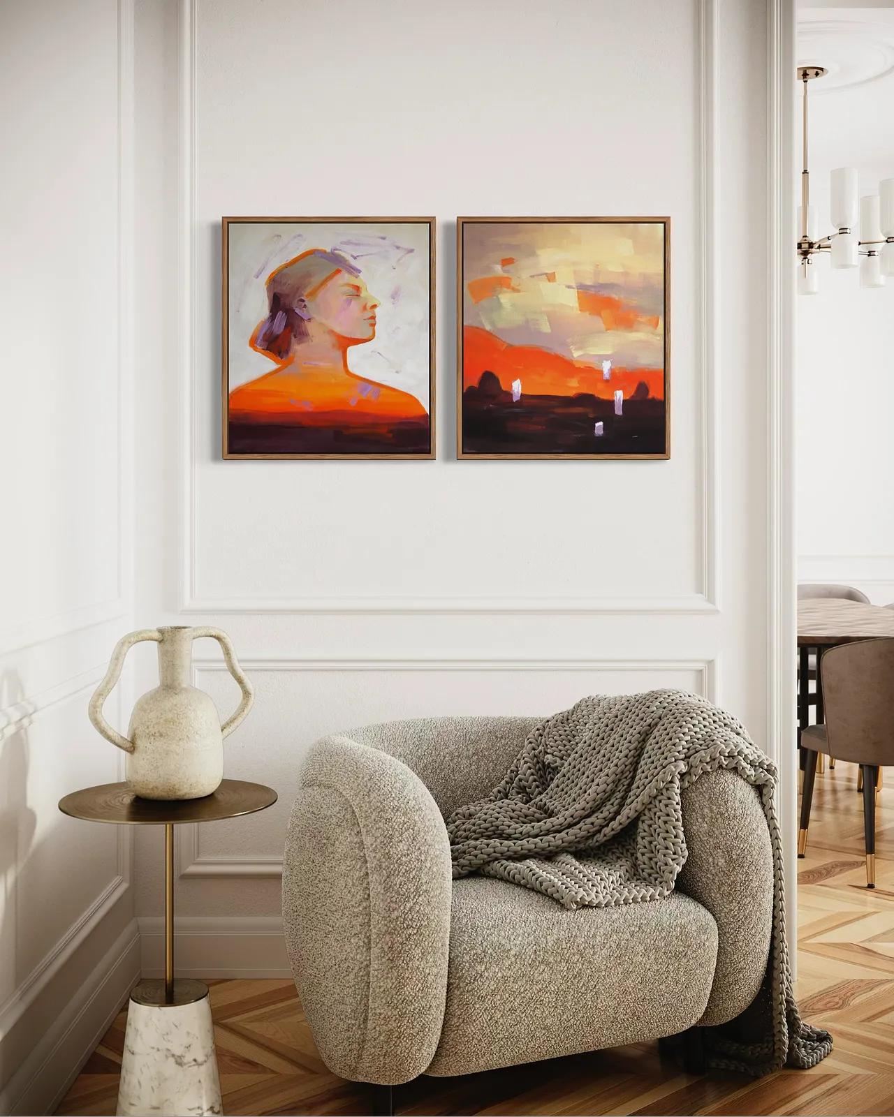 Image of Wind from the East by Maryna Karapetian, size: 2 canvases 46 x 55 cm, made of acrylics, oil pastels, canvas, Painting medium, from Barcelona, part of the We Remember Places, Places Remember Us series, priced at €750 Photo 4 of 4.