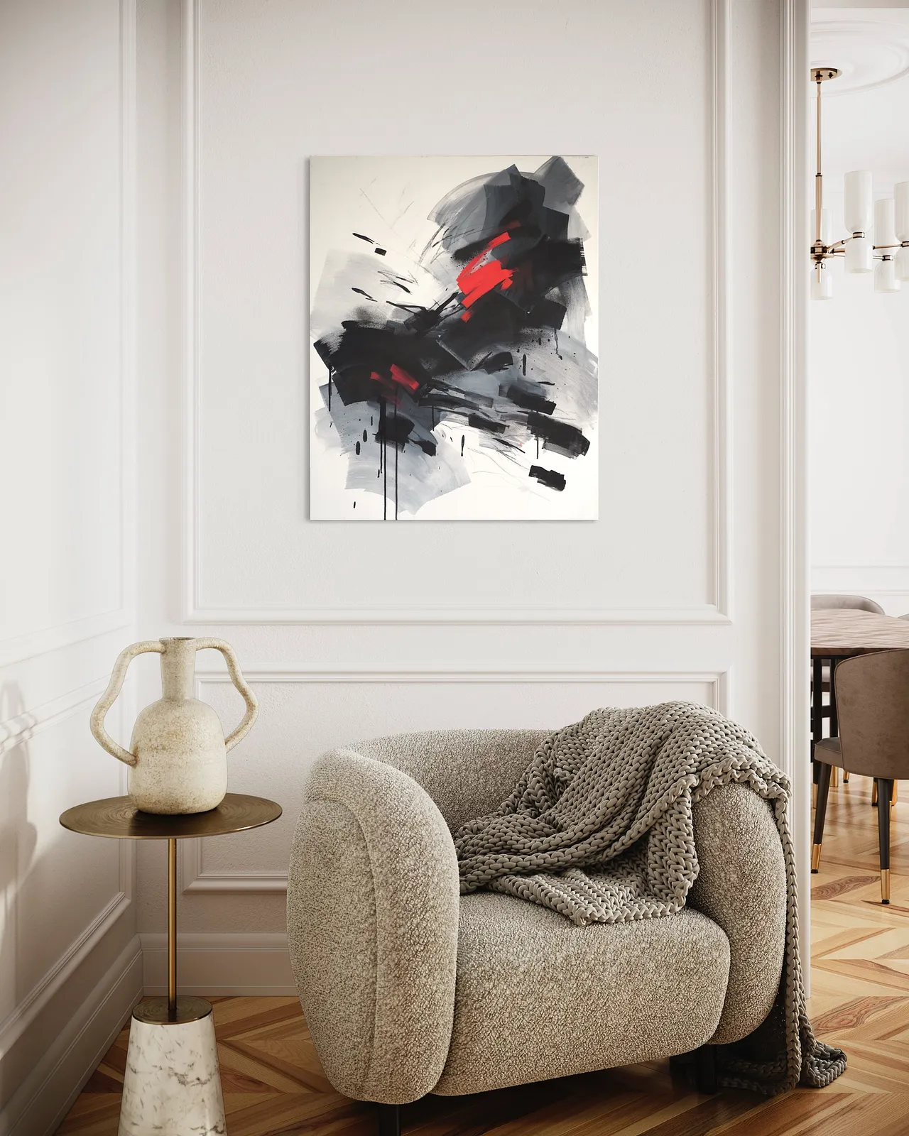 Image of Layers of Memory by Maryna Karapetian, size: 73 x 92 cm, made of acrylics, spray paints, charcoal, canvas, Painting medium, from Barcelona, part of the Memories series, priced at €600 Photo 4 of 4.