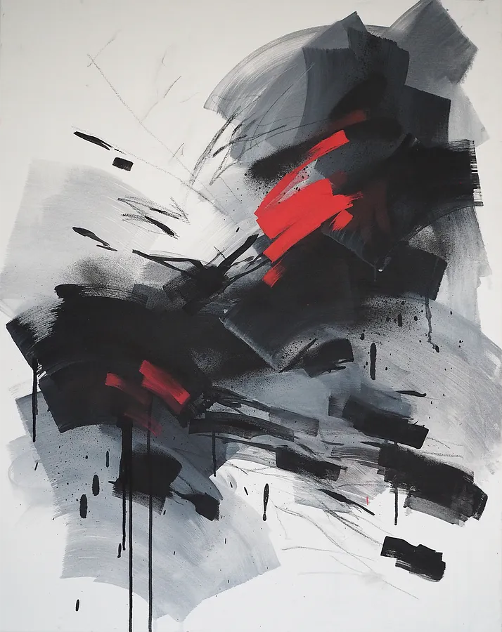 Image of Layers of Memory by Maryna Karapetian, size: 73 x 92 cm, made of acrylics, spray paints, charcoal, canvas, Painting medium, from Barcelona, part of the Memories series, priced at €600