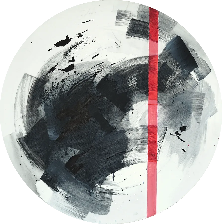 Image of Still There by Maryna Karapetian, size: D 61 cm, made of acrylics, spray paints, charcoal, canvas, Painting medium, from Malmo, part of the Memories series, priced at €450