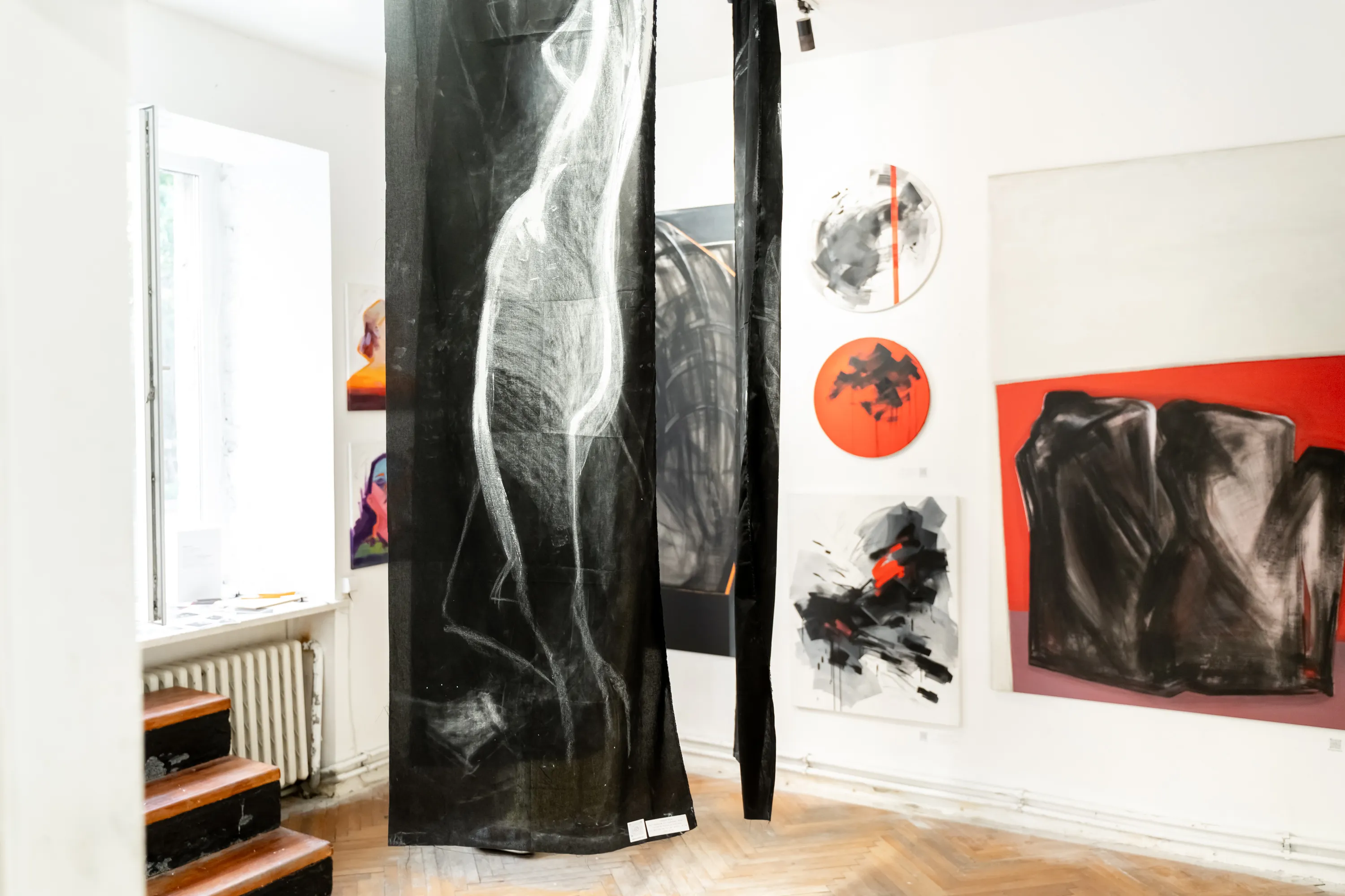 Image of Still There by Maryna Karapetian, size: D 61 cm, made of acrylics, spray paints, charcoal, canvas, Painting medium, from Malmo, part of the Memories series, priced at €450 Photo 2 of 4.
