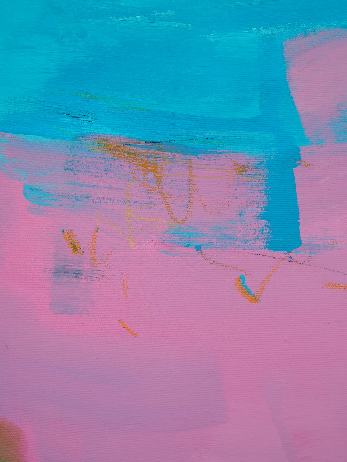 Image of Pink Waters by Maryna Karapetian, size: 73 x 92 cm, made of acrylics, oil pastels, canvas, Painting medium, from Malmo, part of the Individual Artwork series, priced at €600 Photo 3 of 5.