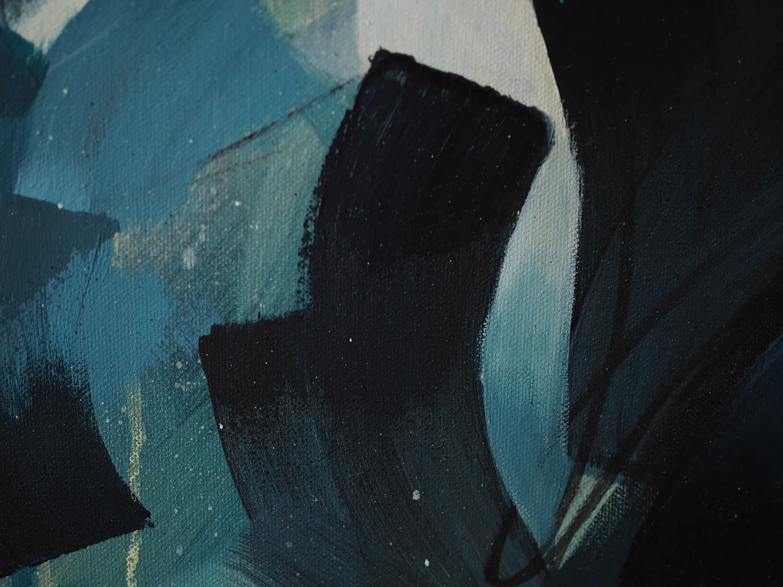 Image of Abstract Calligraphy by Maryna Karapetian, size: 50 x 50 cm, made of acrylics, charcoal, canvas, Painting medium, from Malmo, part of the Individual Artwork series, priced at €400 Photo 3 of 4.