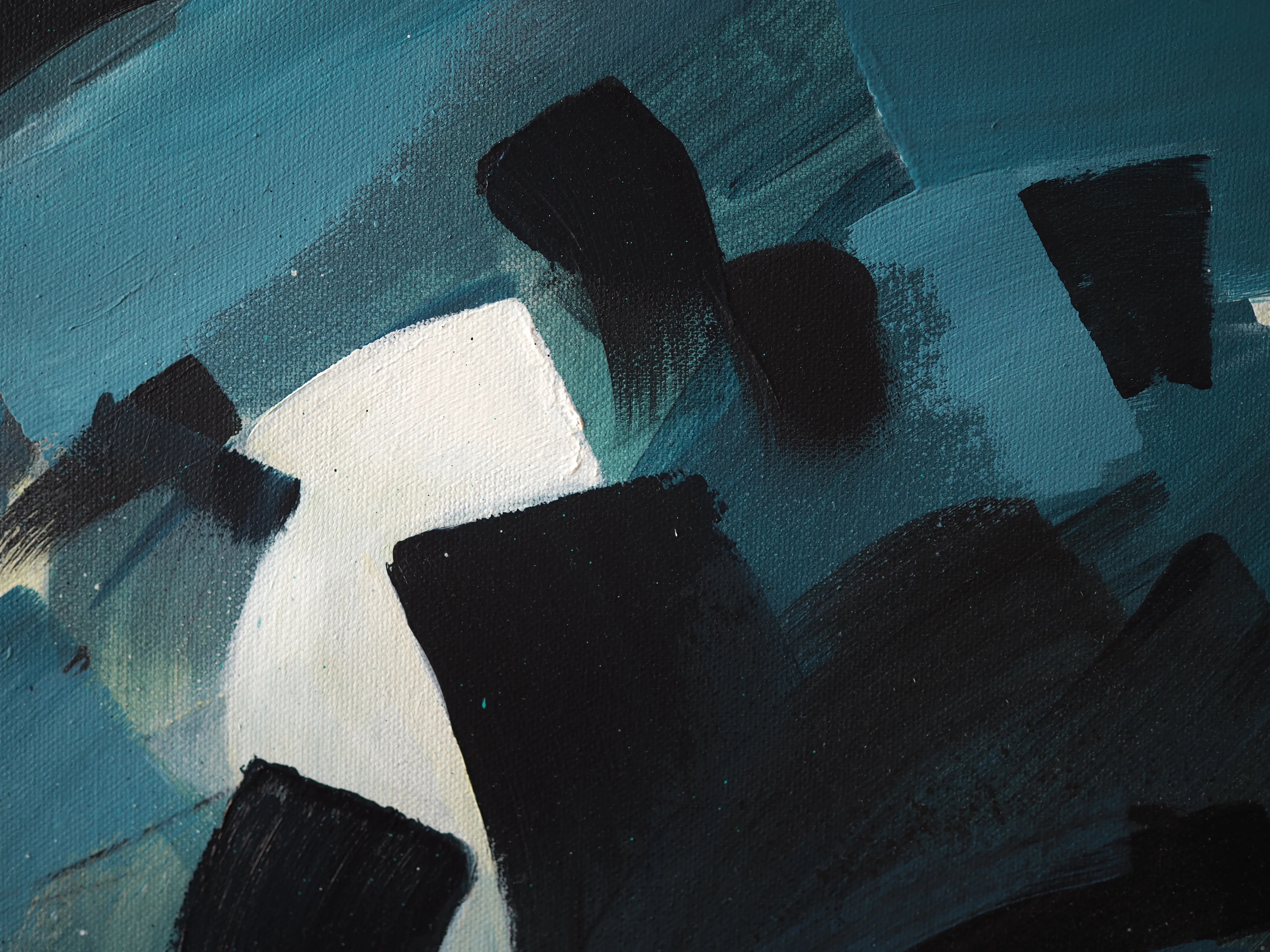 Image of Abstract Calligraphy by Maryna Karapetian, size: 50 x 50 cm, made of acrylics, charcoal, canvas, Painting medium, from Malmo, part of the Individual Artwork series, priced at €400 Photo 4 of 4.
